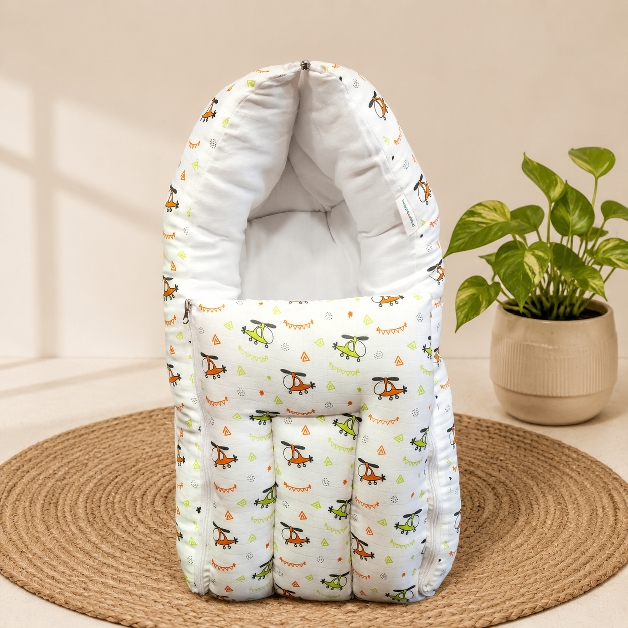 premium muslin baby carry bed for newborns/soft carry Helicopter print
