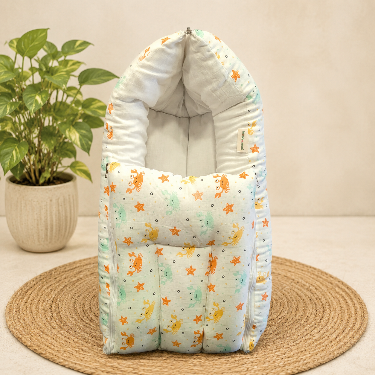 premium muslin baby carry bed for newborns/soft carry bed -Sea Animals