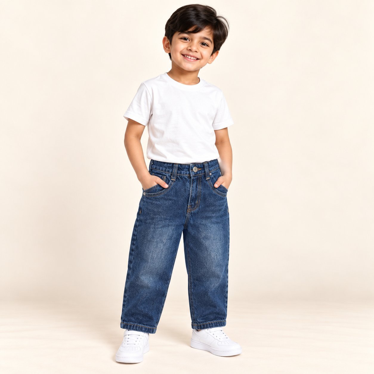 Boys Blue Baggy Fit Denim Jeans with Elastic Waist