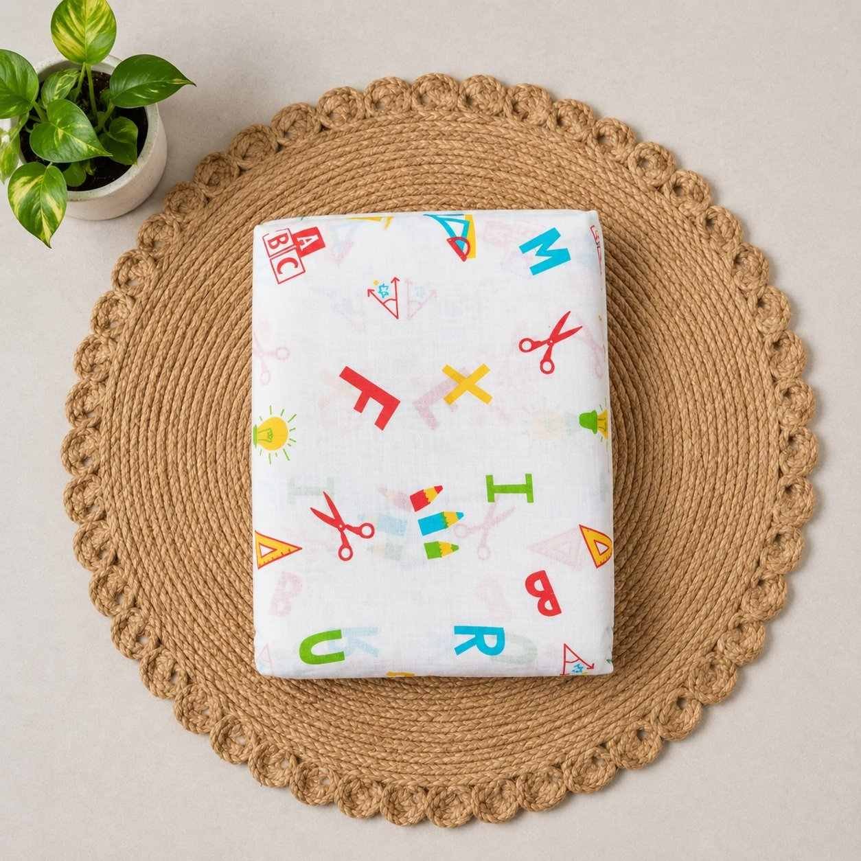 pure cotton new born baby cradle cloth | jhula thottil -ALPHABET PRINTS