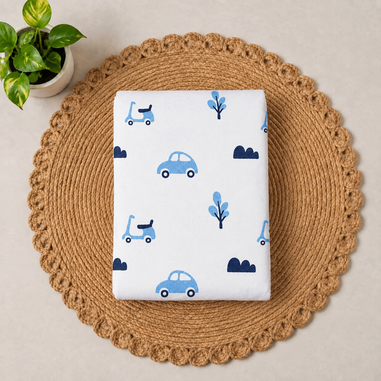 small 100% organic cotton baby mattress protector sheet 60x80cm-BLUE VEHICLE,code:nbe