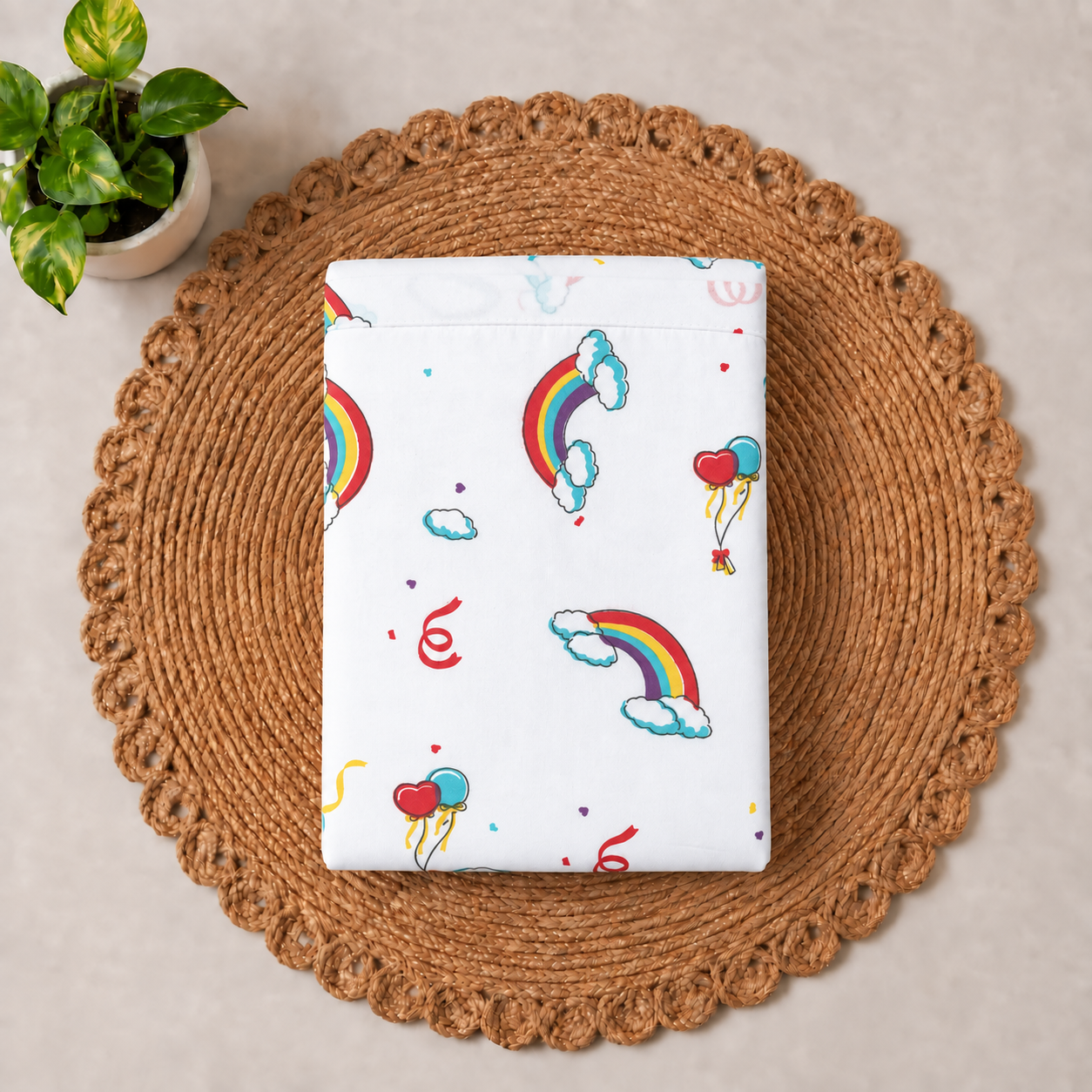 small 100% organic cotton baby mattress protector sheet 60x80cm Rainbow -code:nbe