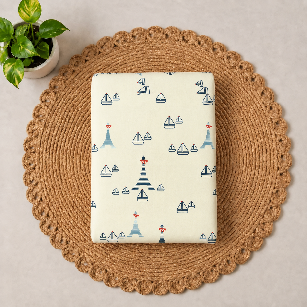 small 100% organic cotton baby mattress protector sheet 60x80cm  Blue Tower Prints -code:nbe