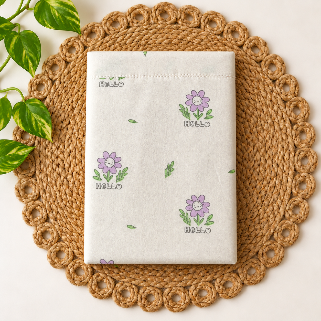 small 100% organic cotton baby mattress protector sheet 60x80cm Hello Lavender -code:nbe
