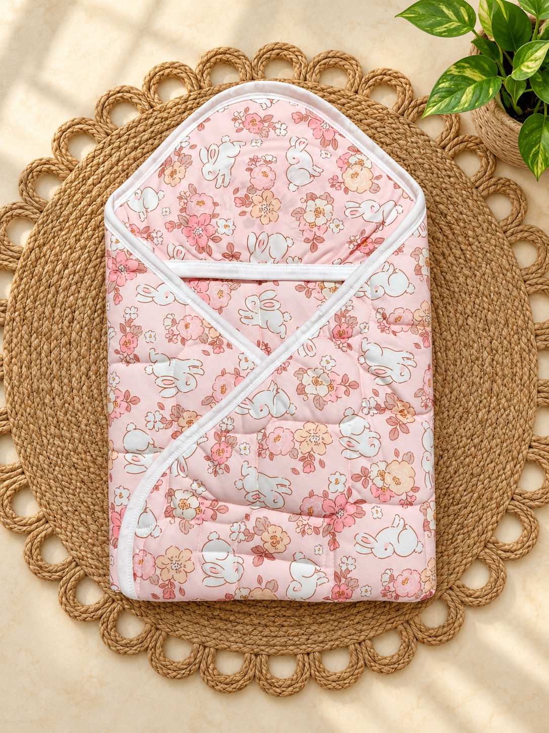 premium soft baby printed wrapper with one small size dry sheet free- Pink florals code:nbe,knit
