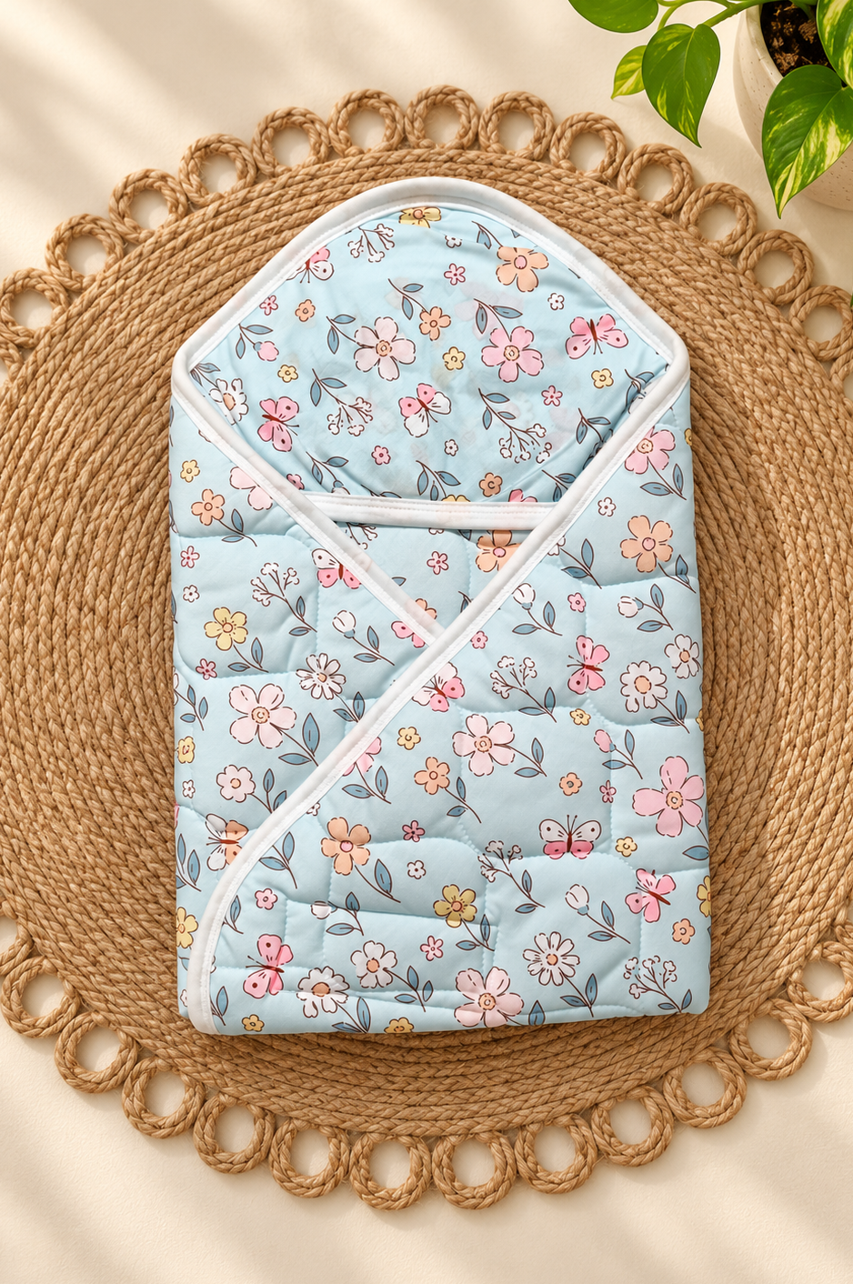 premium soft baby printed wrapper with one small size dry sheet free- Sea Green Florals code:nbe,knit